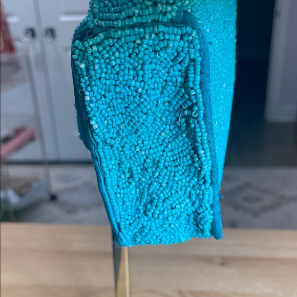 Rachel Zoe Vibrant Turquoise and Red Beaded Clutch - Picture 6 of 7